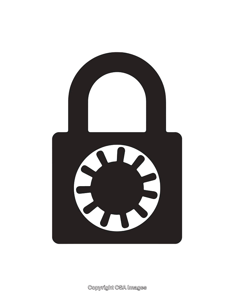 Simple Black and White Combination Lock Icon