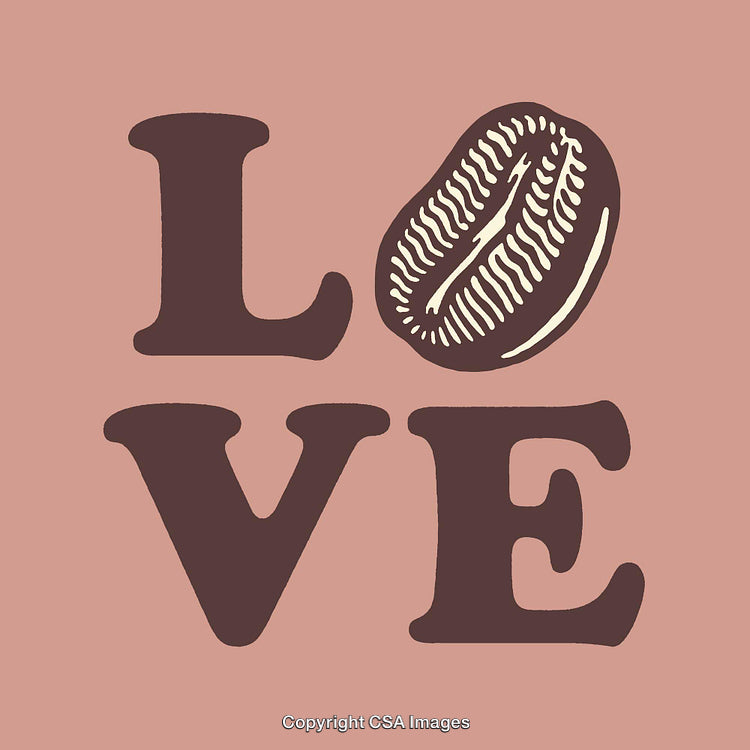 Creative Coffee-Themed Love Design with Typography and Line Art Illustrations