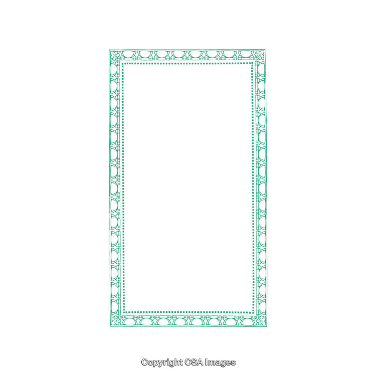 Elegant Rectangular Ornamental Border Design With Intricate Green Patterns