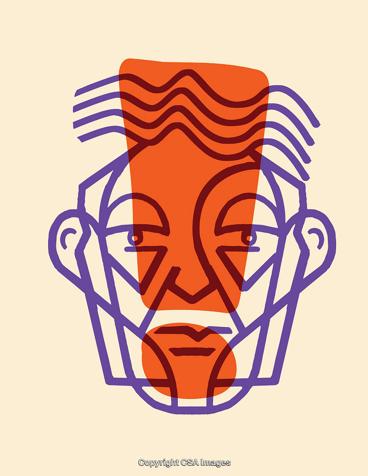 Abstract Face Illustration in Bold Modern Lines and Colors