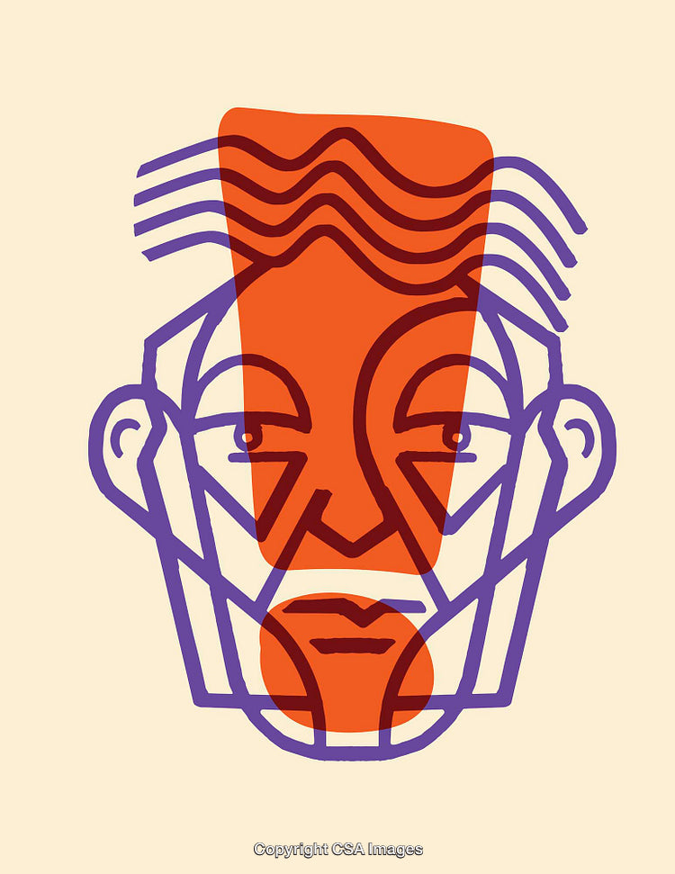 Abstract Face Illustration in Bold Modern Lines and Colors