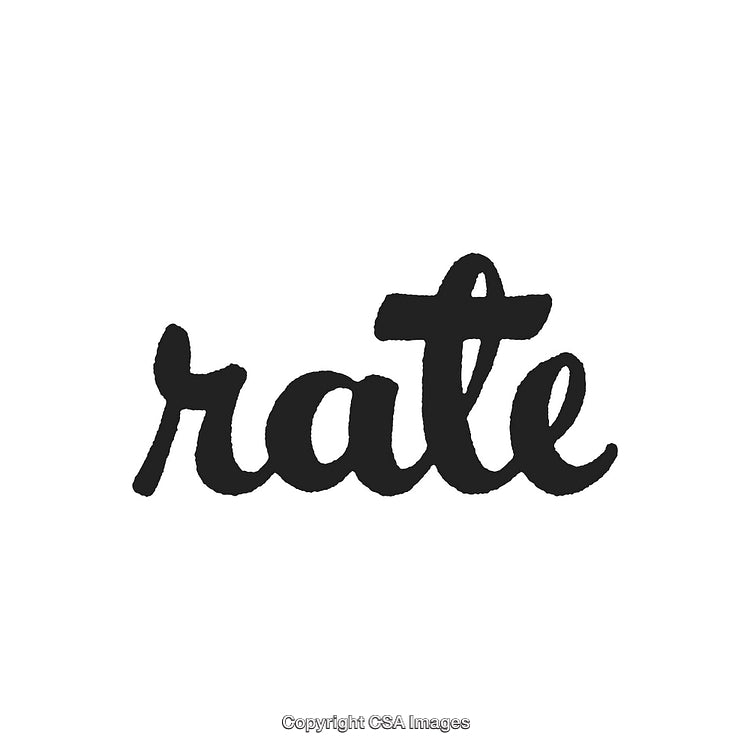 Hand-Drawn Calligraphy Word Displaying 'Rate' in Black Ink on White Background
