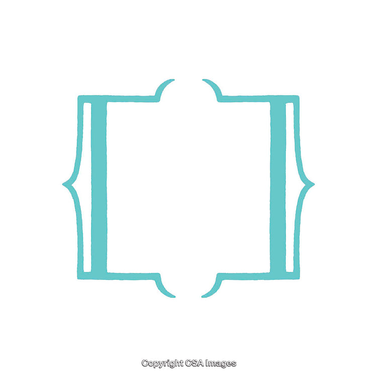 Turquoise Decorative Curly Bracket Frame Isolated on White Background