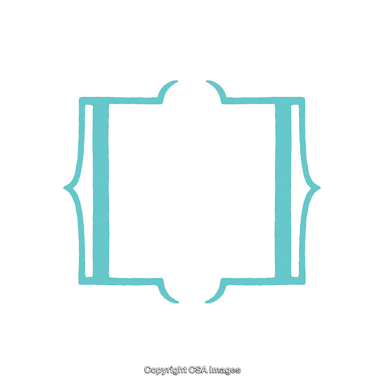 Turquoise Decorative Curly Bracket Frame Isolated on White Background