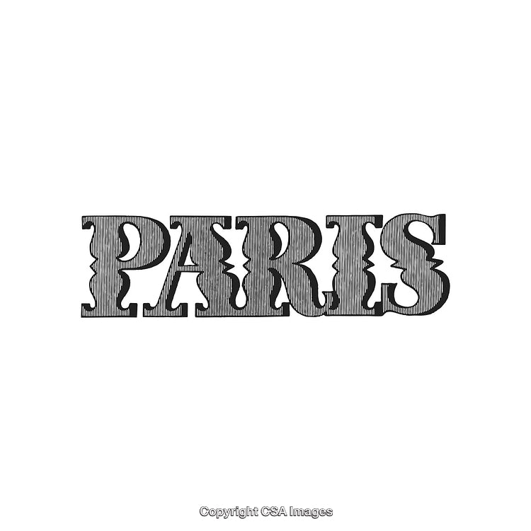 Bold Typography Illustration Featuring the Word 'Paris' in Textured Serif Font