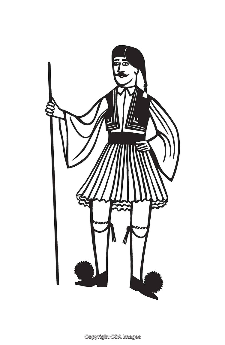 Traditional Clothing Illustration Showing Cultural Heritage in Classic Black and White Style