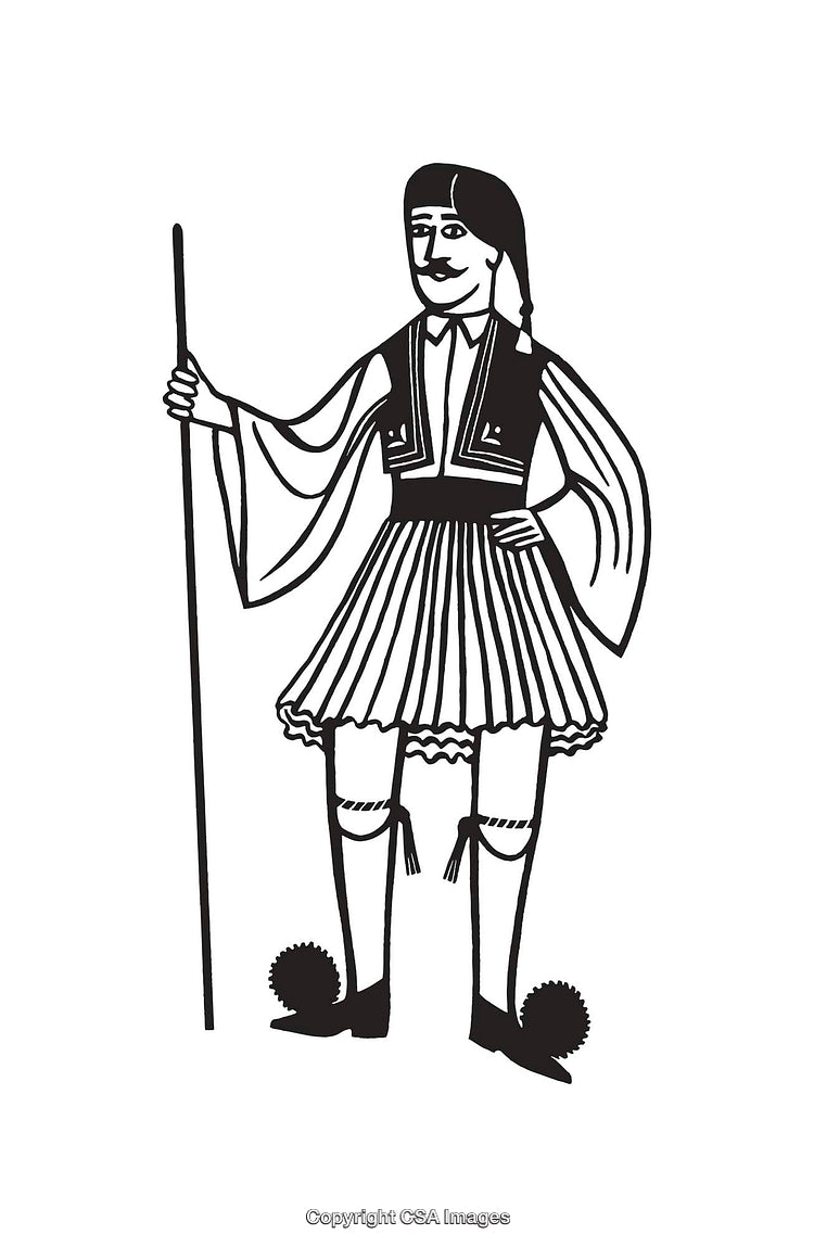 Traditional Clothing Illustration Showing Cultural Heritage in Classic Black and White Style