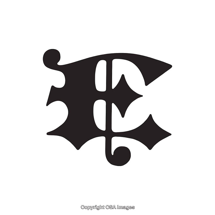 Bold Stylized Monochrome Letter E Design on White Background