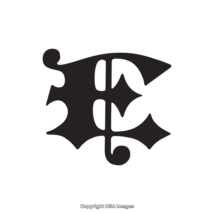 Bold Stylized Monochrome Letter E Design on White Background