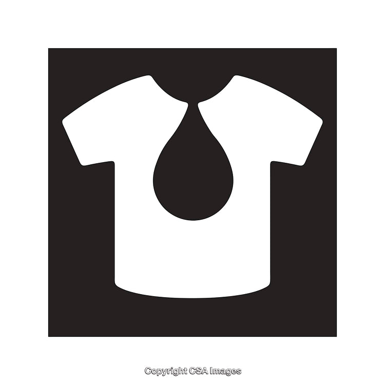 Black and White T-Shirt Icon with Water Drop Symbol