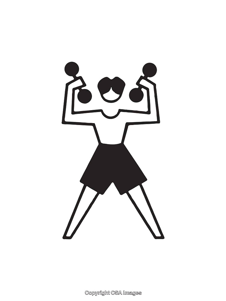 Black and White Icon of a Person Lifting Dumbbells with Open Stance