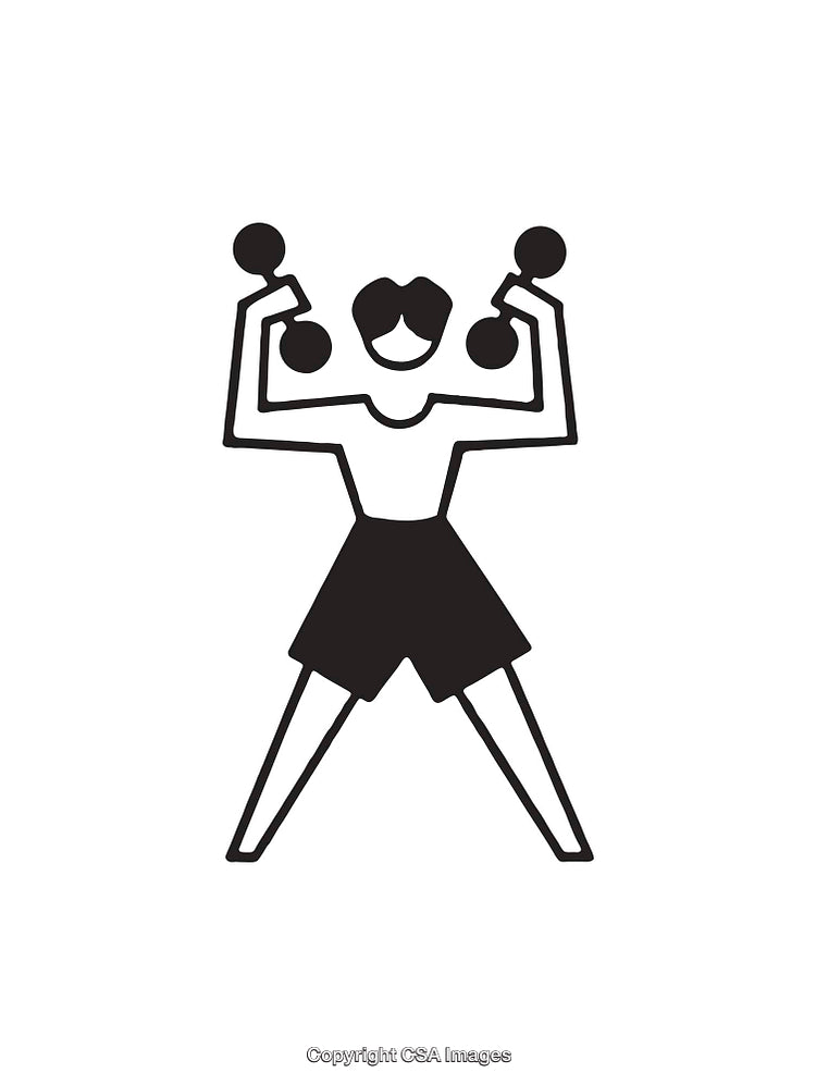 Black and White Icon of a Person Lifting Dumbbells with Open Stance