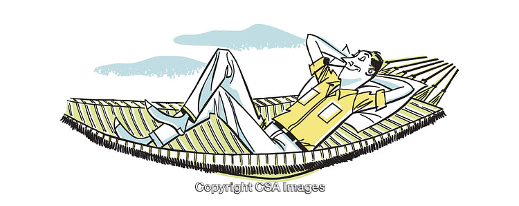 Relaxed Man Resting in a Hammock under Clear Sky Illustration