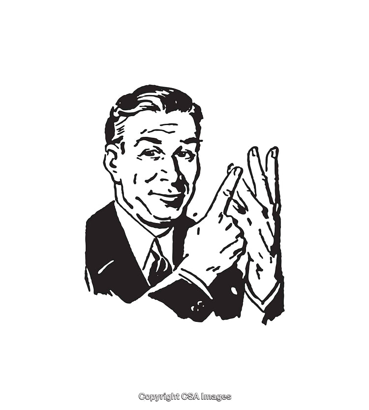 Retro Style Black and White Illustration of a Businessman Smirking