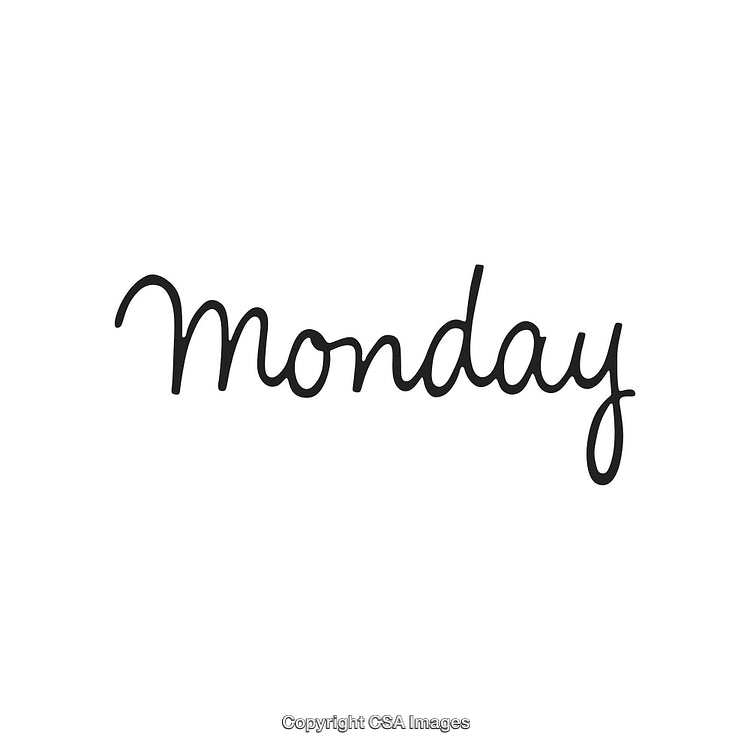 Cursive Handwritten Monday Text on Plain Background