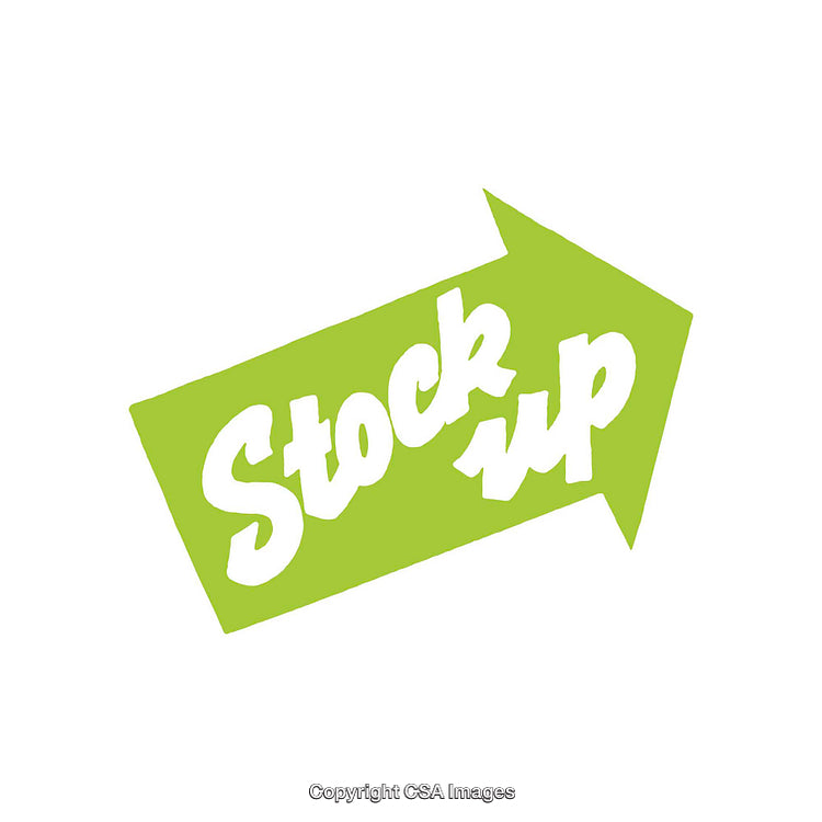 Bright Green Arrow with Dynamic Stock Up Text
