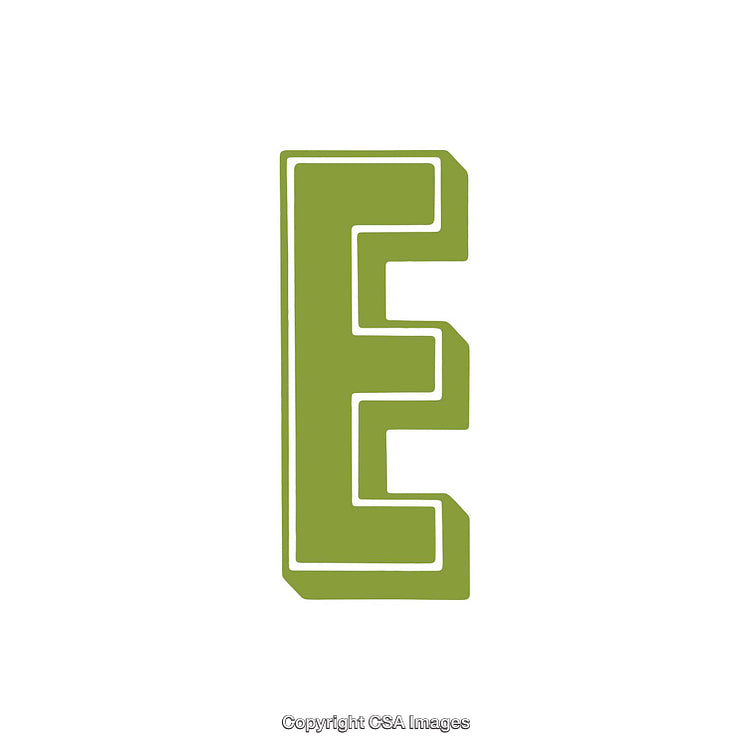 Stylized Green Letter E with Inner Outline on White Background