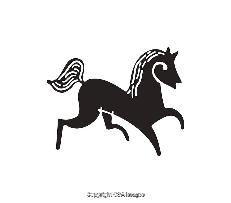 Black And White Abstract Horse Icon with Dynamic Style