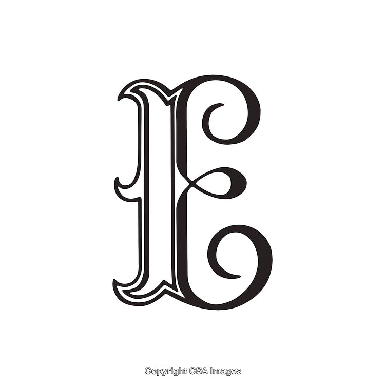 Ornate Typography Design Of The Letter E On A Clean Background