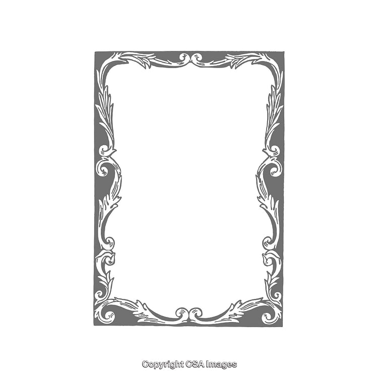 Ornate Vintage Frame Design with Decorative Floral Patterns in Gray