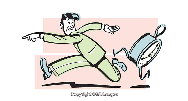 Colorful Illustration Depicting a Person Chasing a Running Clock