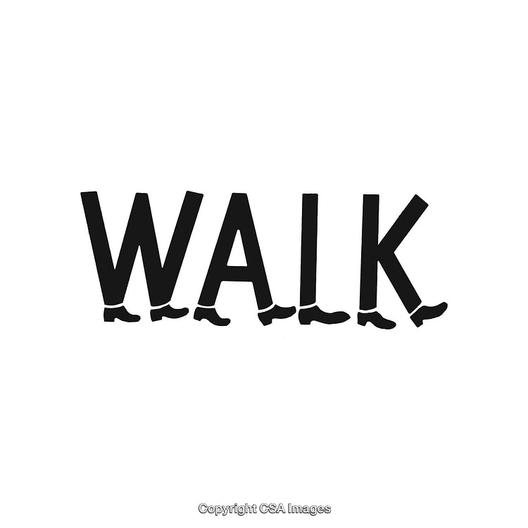 Creative Typography Design Featuring the Word Walk Formed by Stylized Letters and Shoes