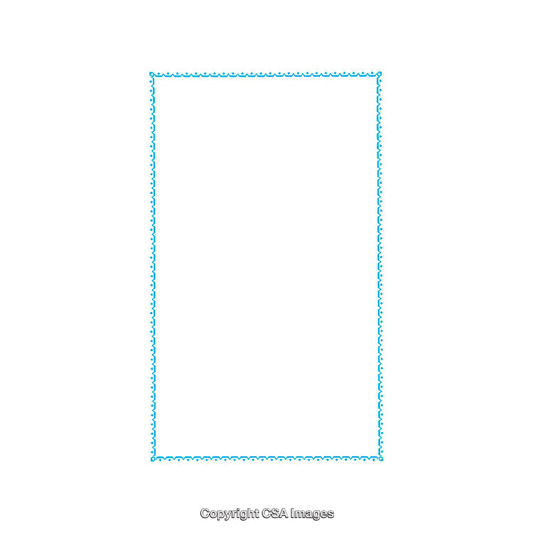 Blue Decorative Border with Wavy Pattern on White Background