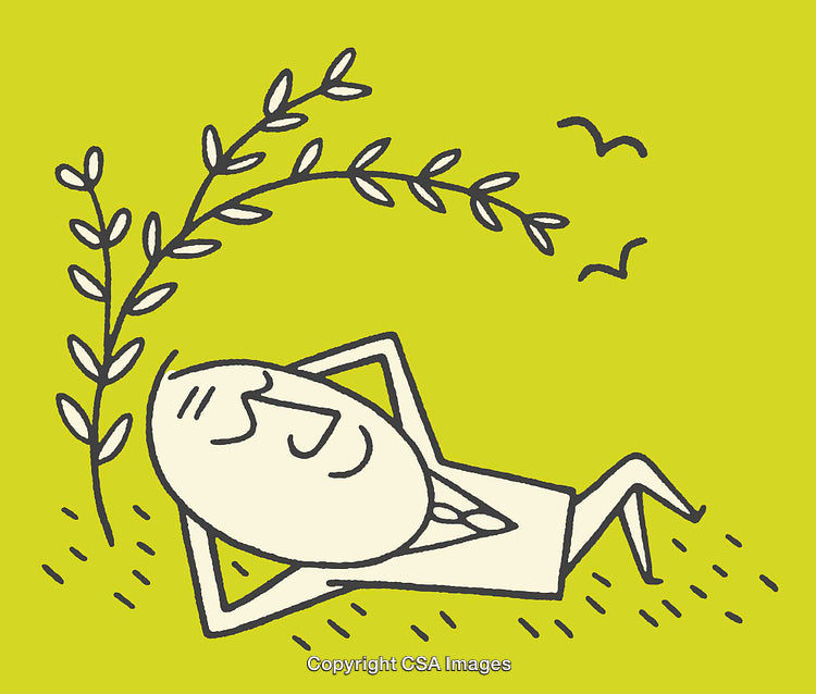 Illustration of a Relaxed Character in a Peaceful Nature Scene