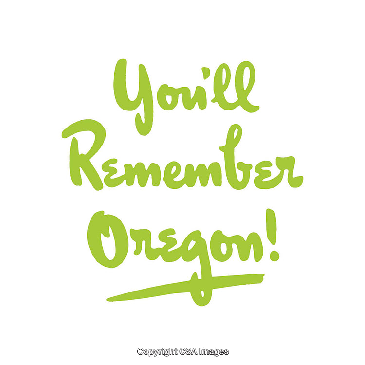 Green Handwritten Lettering Promoting the State of Oregon's Unique Attractions