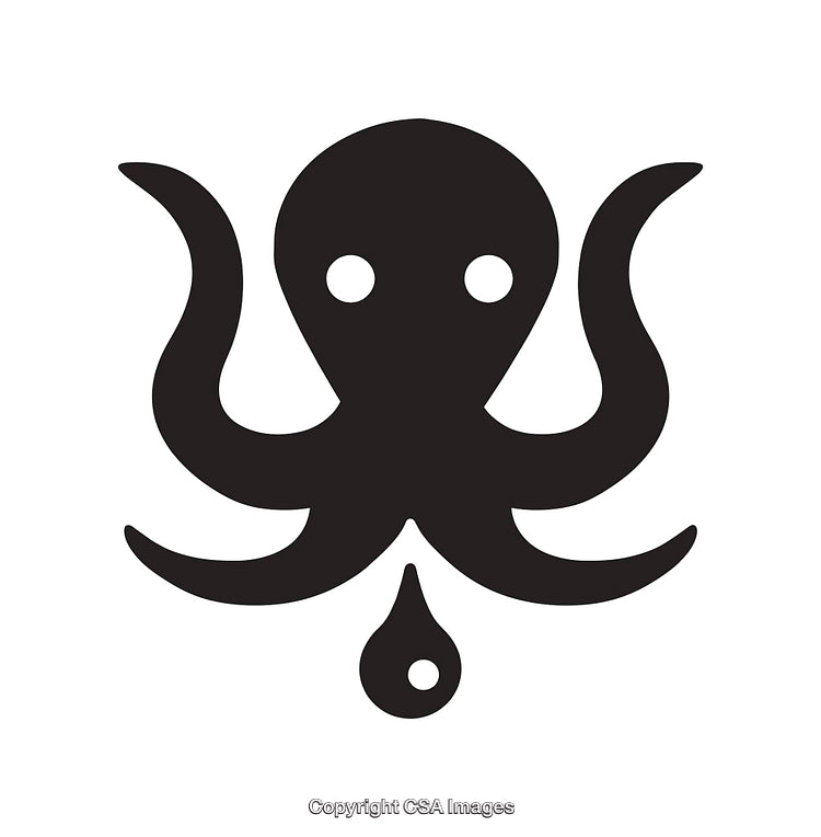 Minimalistic Black and White Octopus Icon Featuring Stylized Design