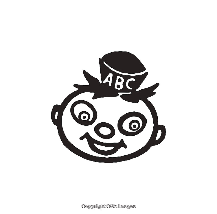 Black and White Line Art of a Cartoon Character Wearing a Hat