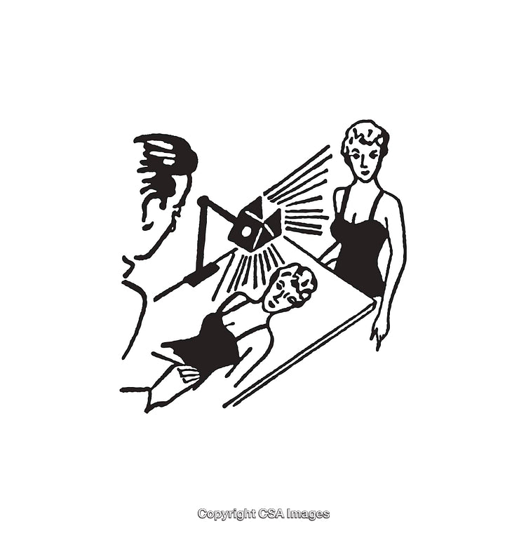 Vintage Line Art Illustration Depicting a Photo Studio Scene