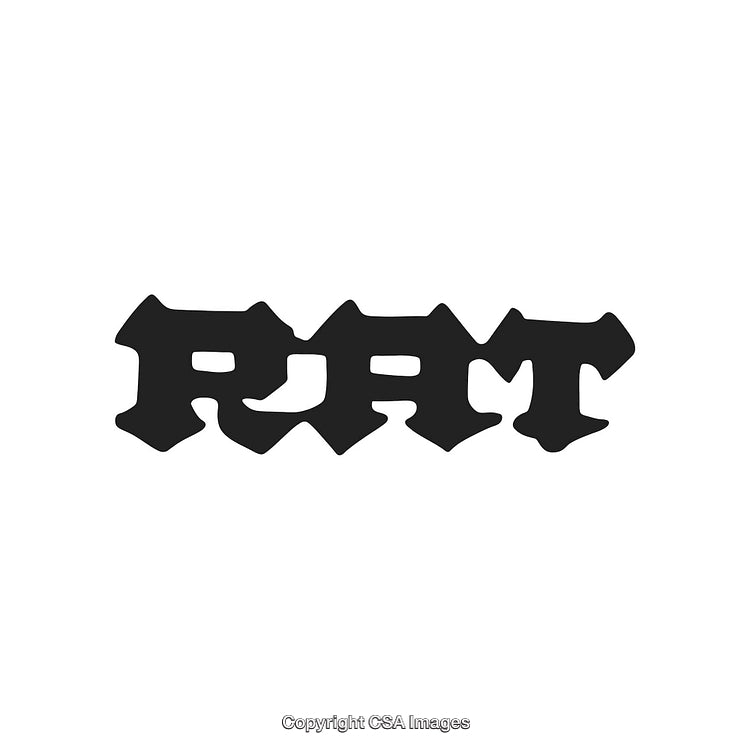 Stylized Word Art Featuring the Term "Rat" in Bold Modern Font