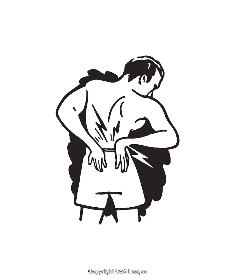 Black and White Illustration of a Person With Back Pain