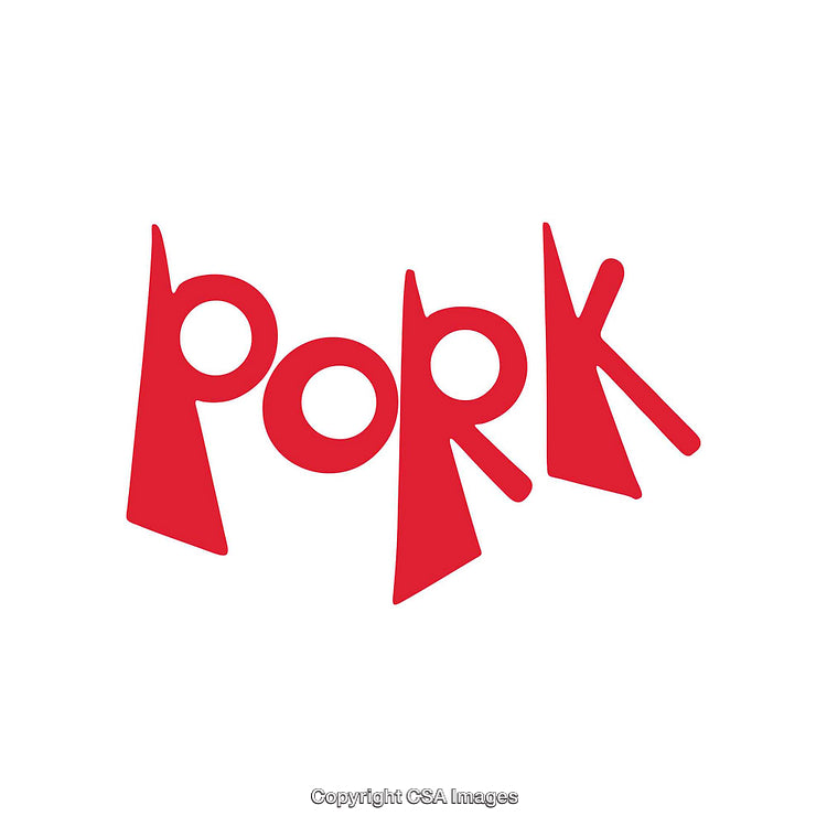 Red Stylized Wordmark Design Featuring the Word Pork in Bold Font