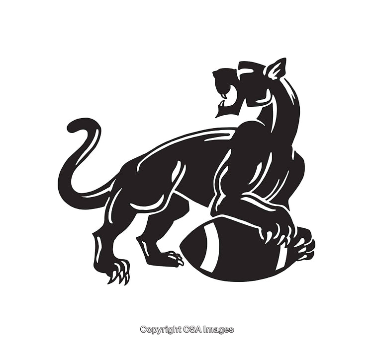 Black Panther Illustration Holding Football in Line Art Style