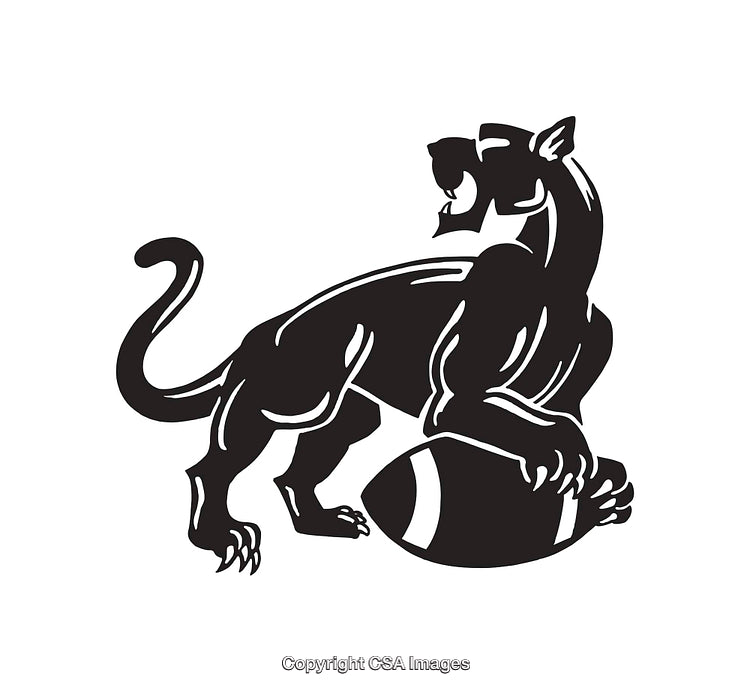 Black Panther Illustration Holding Football in Line Art Style