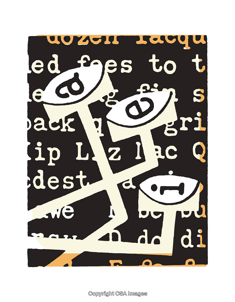 Abstract Illustration with Playful Eye and Letter Motif
