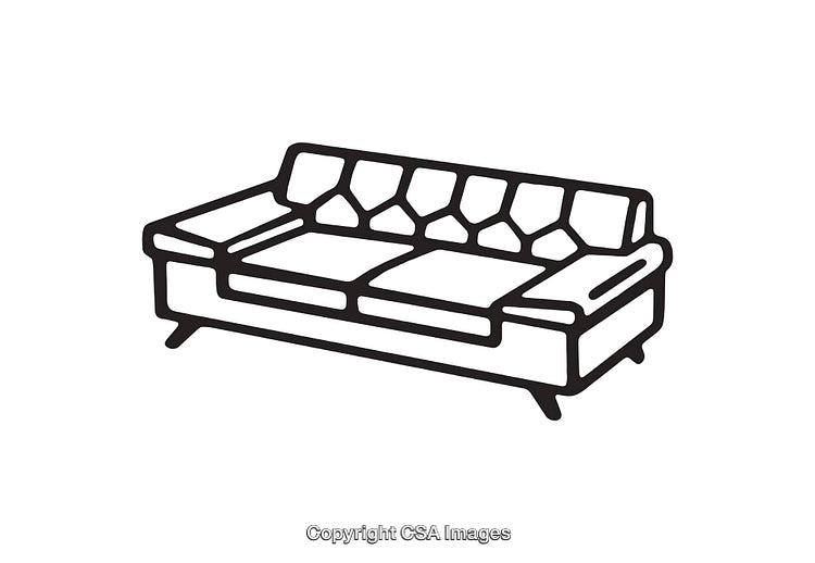 Simple Black and White Illustration of a Stylish Sofa Design