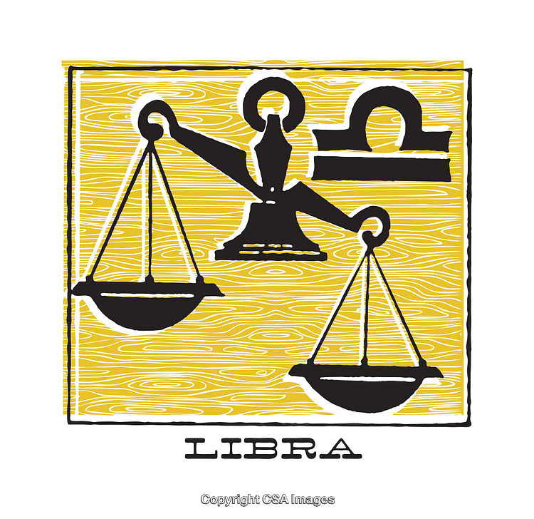 Libra Zodiac Sign Illustration Featuring Scales Design And Yellow Background
