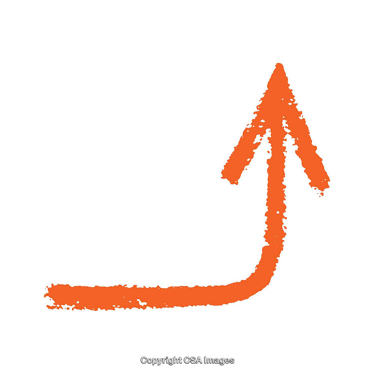 Abstract Orange Arrow with Grunge Style on White Background