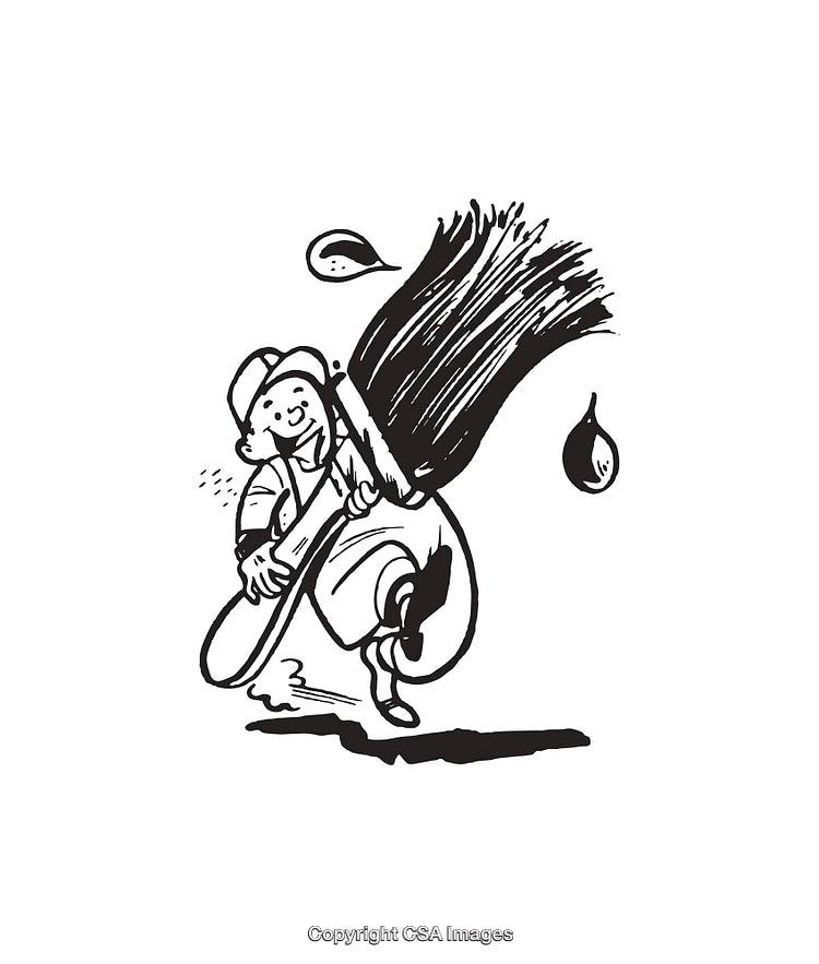 Black and White Line Art of Figure in Action with Dynamic Styling