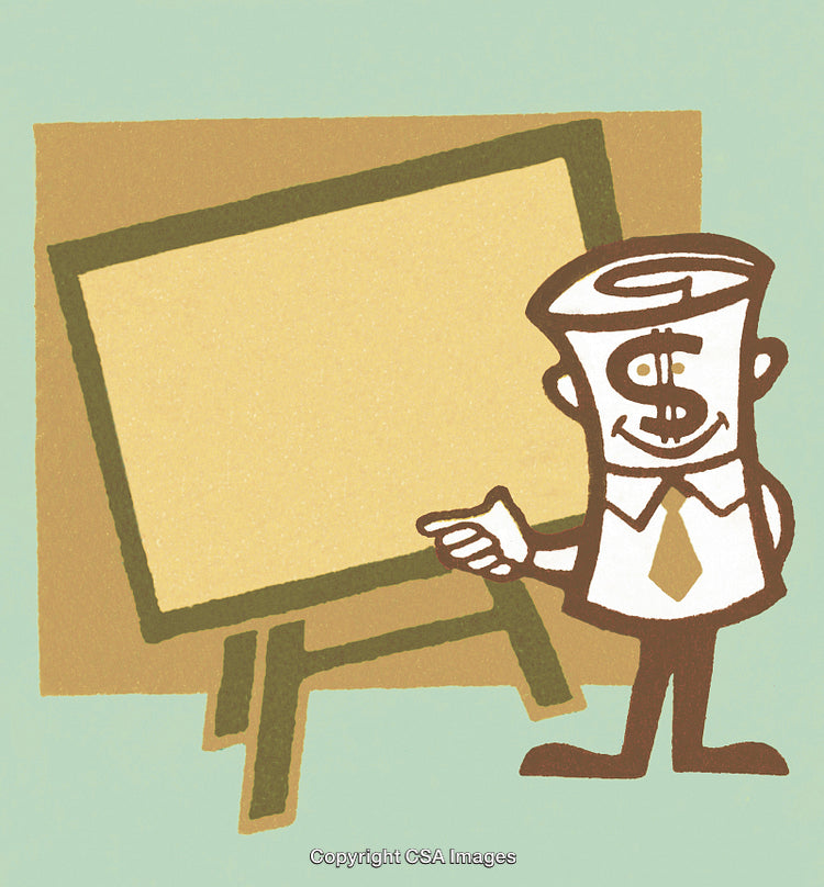 Money Character Giving a Presentation