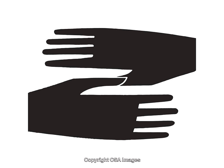 Minimalist Hands Icon Representing Unity and Collaboration in Black and White