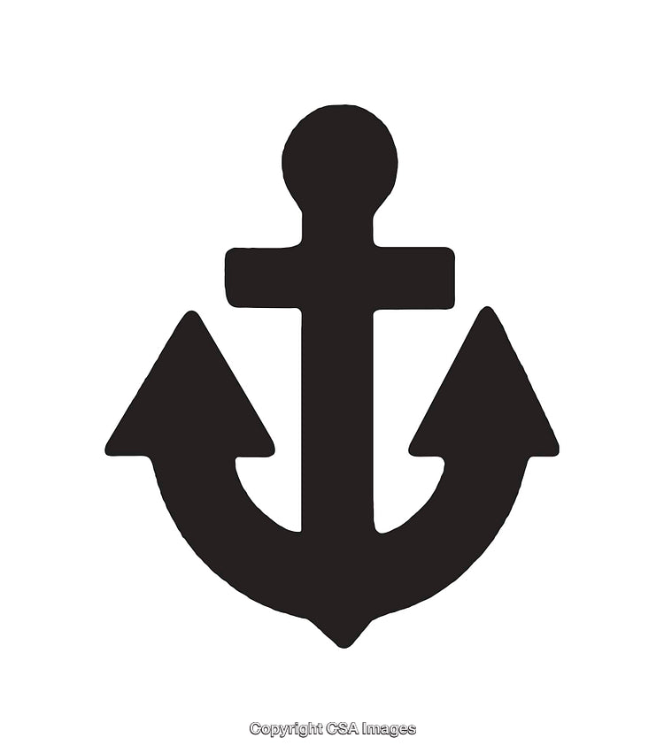 Black Anchor Icon with Symmetrical Arrows in Minimal Design