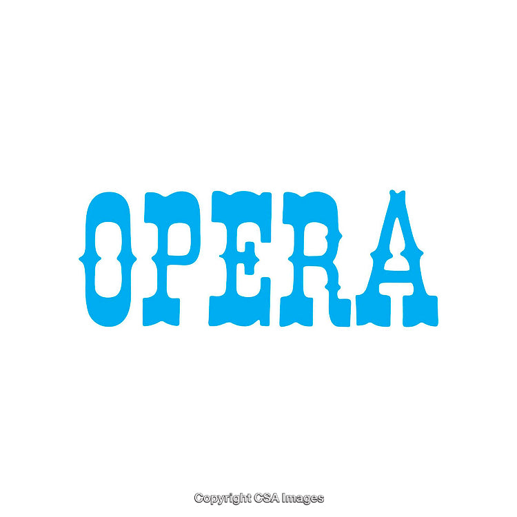 Blue Text Illustration Reading 'Opera' in Decorative Font Style
