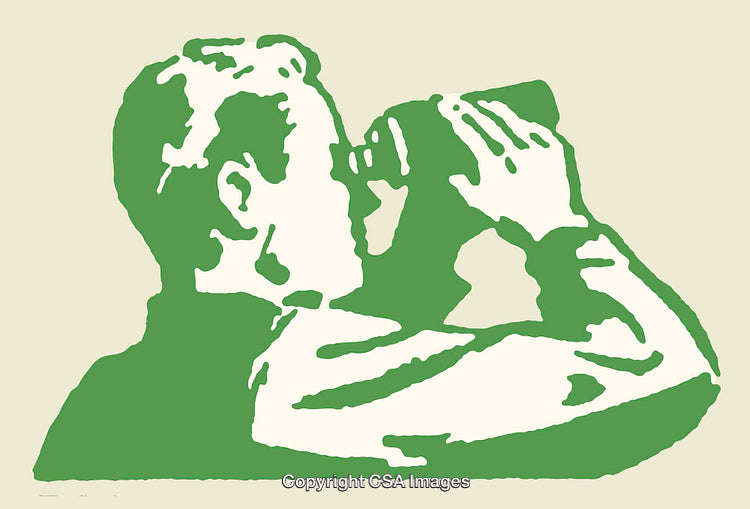 Illustration of a Person Using Binoculars in Green Line Art