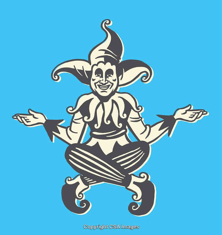 Colorful Illustration of Jester in Detailed Costume With a Cheerful Expression