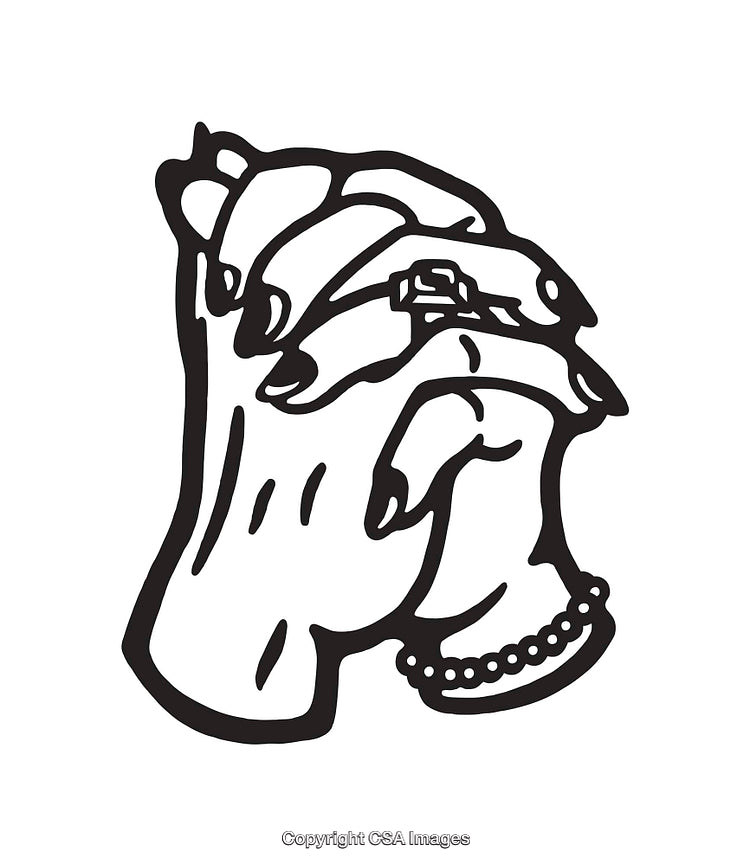 Black and White Line Art of Hands Clasped Together in Unity