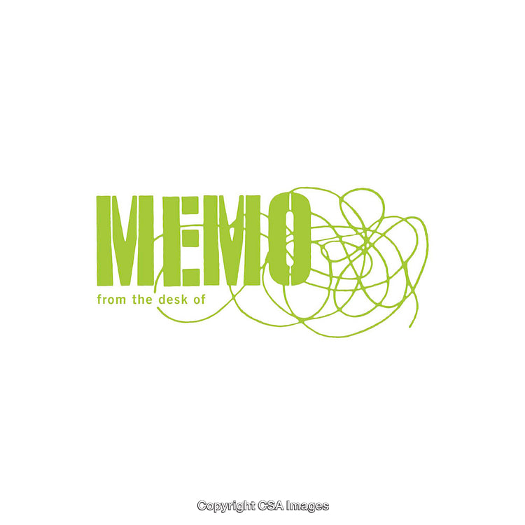 Green Memo Design with Artistic Scribbles and Desk Stationary Theme